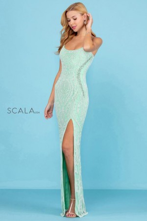 Scala 60263 Beaded Scoop Neck Gown