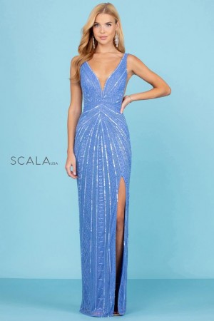 Scala 60287 Beautifully Beaded Scoop Back Gown