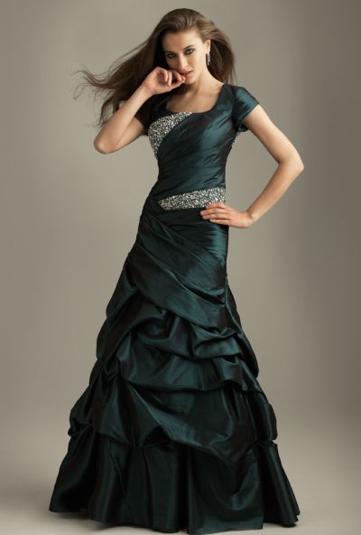 Modest Bridesmaid Dresses on Short Sleeve Modest Prom Dresses Night Moves Taffeta 6326m Image