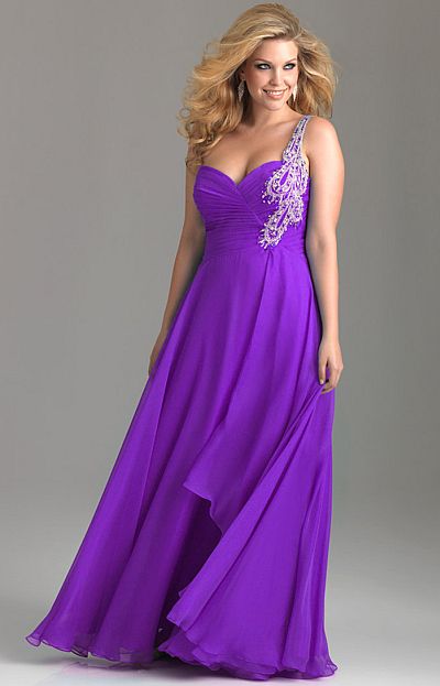   Size on Night Moves Plus Sized One Shoulder Prom Dress 6513w Image