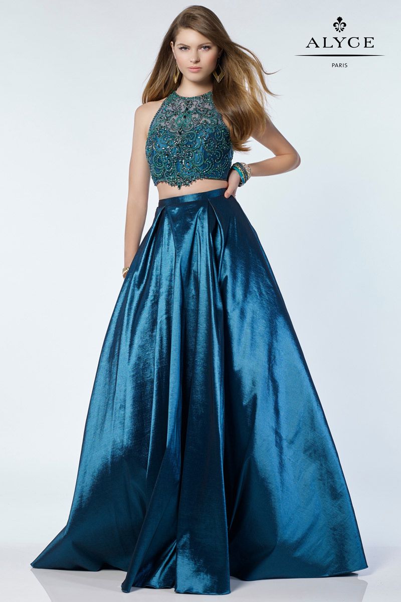 Alyce Paris 6739 Lace Halter Top 2 Piece Prom Dress French Novelty