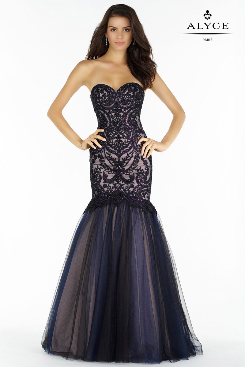 Alyce Paris 6752 Embroidered Mermaid Gown French Novelty