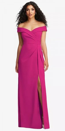 Dessy After Six 6872 Off Shoulder Pleated Bridesmaid Dress