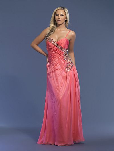 Coral Dresses on Dave And Johnny Long Coral Prom Dress 7015 Image