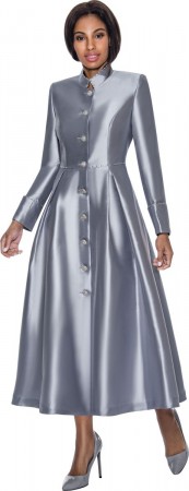 Size 12 Silver Terramina 7058 Long Sleeve Clergy Dress
