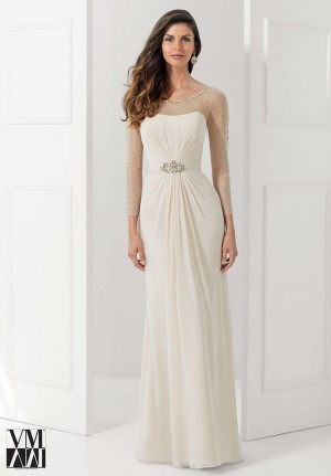 VM Collection 71107 Sheer Long Sleeve MOB Dress