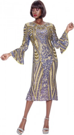 Terramina 7114 Sequin Paisley Print Dress
