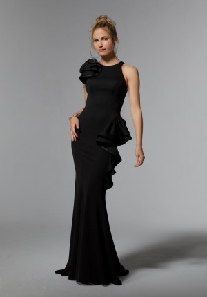 MGNY by Morilee 72921 Sultry Scuba Gown with Ruffles