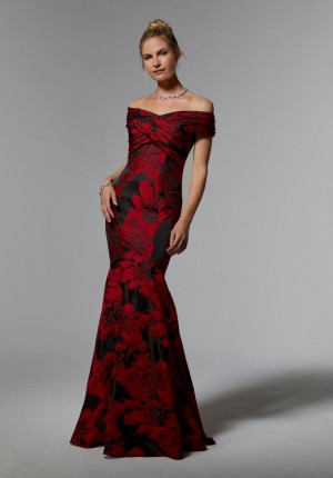 MGNY by Morilee 72924 Floral Brocade Off Shoulder Gown