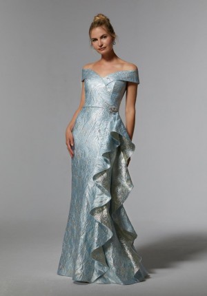 MGNY by Morilee 72926 Iridescent Jacquard Ruffled Gown