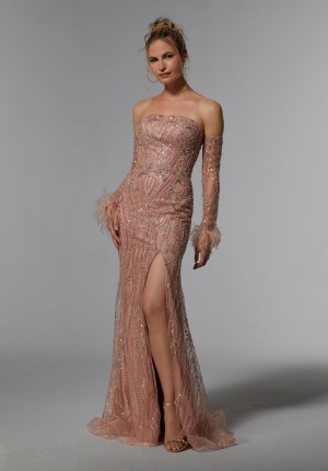MGNY by Morilee 72934 Beaded Gown with Long Detachable Sleeves