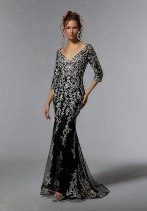 MGNY by Morilee 72940 Metallic Lace Mothers Gown