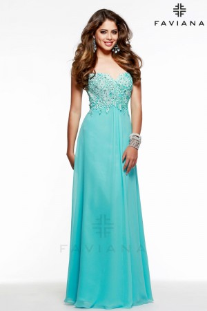 Faviana 7550 Lace Chiffon Formal Dress