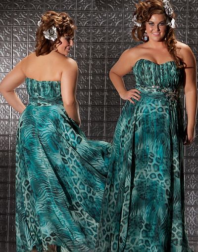 Plus size zebra print formal dress