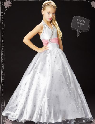 Girls White Dresses on By Macduggal Girls White Pink Polka Dot Pageant Dress 81282s Image
