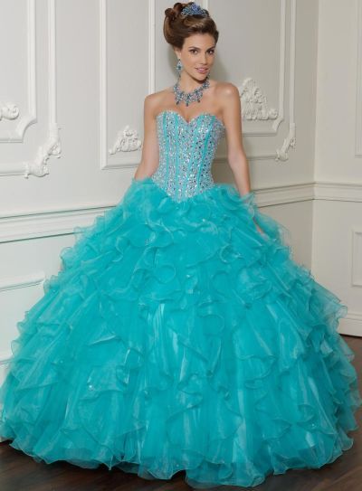 Ruffle Bridal Gowns on Vizcaya Beaded Ruffle Organza Quinceanera Dress By Mori Lee 88001