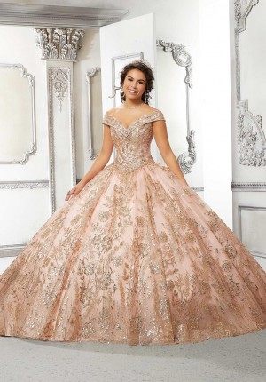 Size 2 Blush/Rose Gold Vizcaya 89313 Gorgeous Off Shoulder Quinceanera Dress
