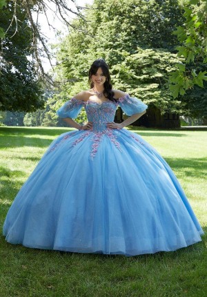 Vizcaya 89444 Whimsical Pouf Sleeve Quinceanera Dress