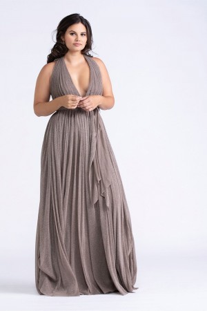Watters MADILYN 9307 Plunging Shimmer Bridesmaid Dress