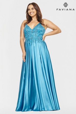 Size 18W Teal Faviana Curve 9533 Perfect Plus Size Prom Dress