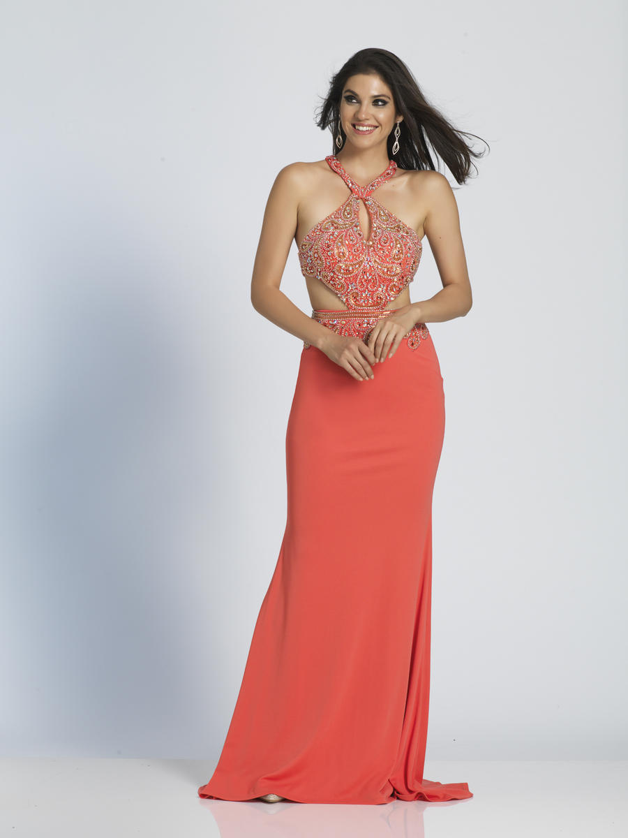 Dave and Johnny A4697 Jersey Gown with Cutout Sides: French Novelty
