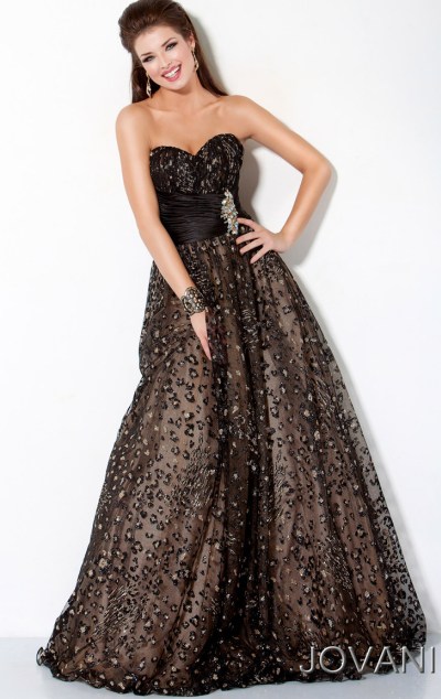 Champagne Bridesmaid Dresses on Jovani Black Champagne Ball Gown Prom Dress B490 Image