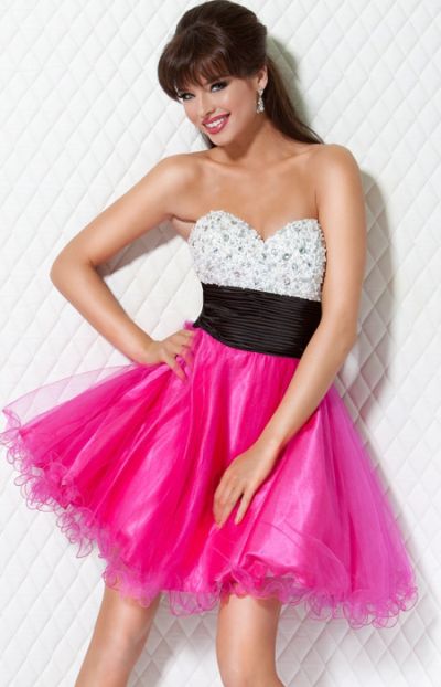 Jovani Hot Pink Beaded Layered Short Homecoming Party Dress B544 ...