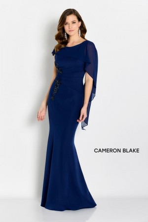 Cameron Blake CB763 Asymmetrical Chiffon Drape MOB Gown