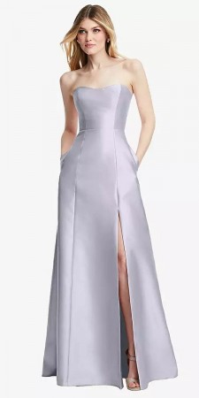 Alfred Sung D842 Bow Back Bridesmaid Gown with Pockets