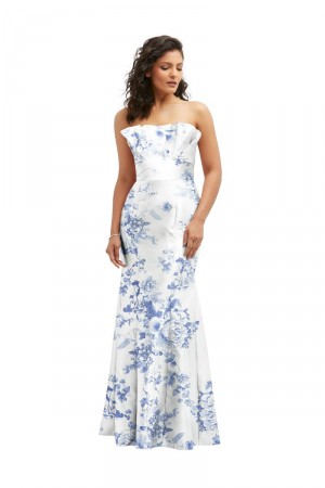 Alfred Sung D853FP Strapless Floral Print Bridesmaid Dress