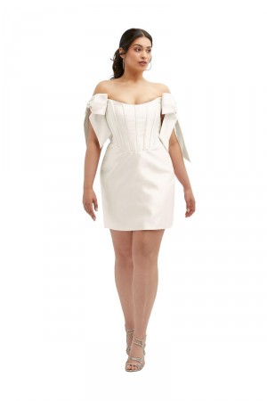 Alfred Sung D855 Bow Shoulder Mini Bridesmaid Dress