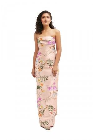 Alfred Sung D856FP Floral Print Bow Back Bridesmaid Dress