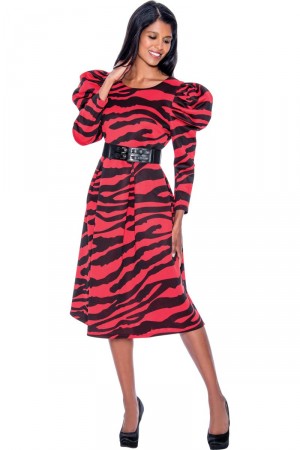 Nubiano DN1081 Tiger Print Church Dress