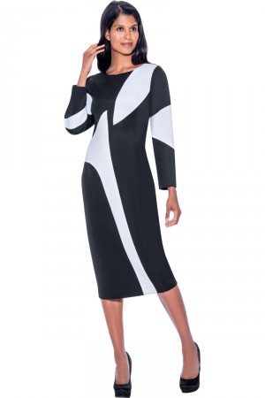 Size 16 Black/White Nubiano DN1141 Classic Church Dress