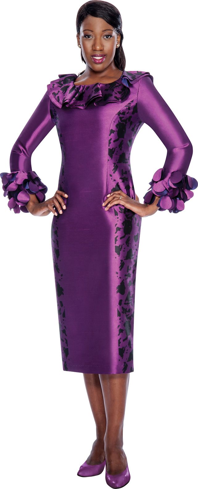 Nubiano DN4831 Shantung Print Church Dress French Novelty