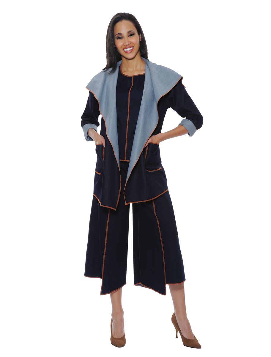 Devine Denim Sport DS50223 Gaucho Pant Suit French Novelty