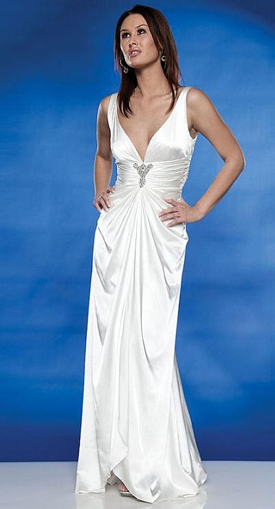 Destination Wedding Gowns on Destination Wedding Dresses Scala Long Deep V Neck Dress 7843 Image