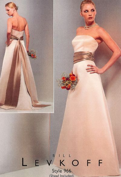 Classic Long Strapless Satin Bill Levkoff Bridesmaid Dress 966: French