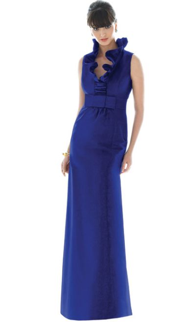 Long Sleeveless Ruffle Neck Alfred Sung Bridesmaid Dress D466 by Dessy image