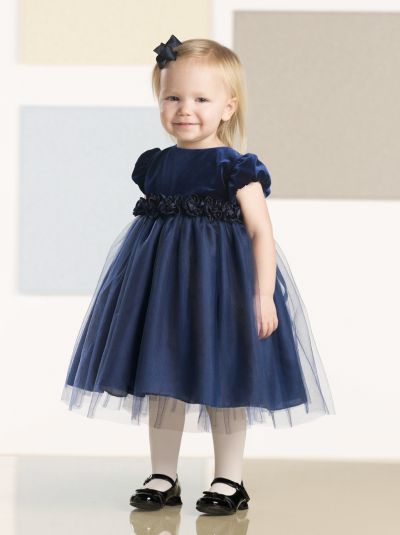 Navy Blue Dress Shoes  Women on Joan Calabrese For Mon Cheri Navy Blue Baby Girls Dress 210370b Image