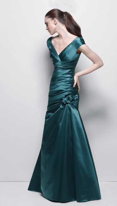 Bridesmaids Dresses  Sleeves on Cap Sleeve Long Satin Watters Maids Bridesmaid Dress 7230 Image