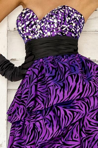 ... Blush Short Homecoming Dress with Zebra Print Ruffle Skirt 9282 image