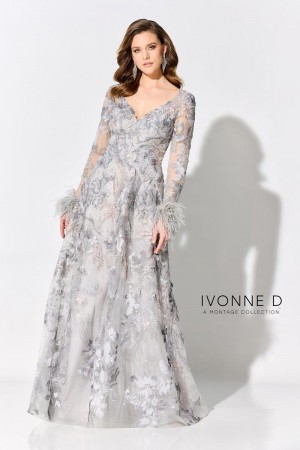 Ivonne D for Mon Cheri ID307 Sheer Long Sleeve Gown