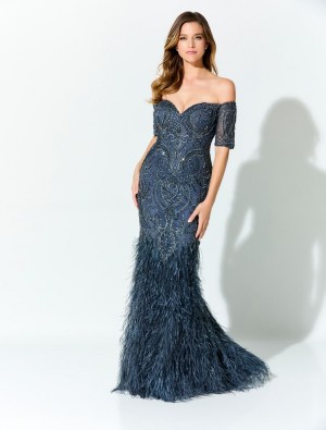 Ivonne D for Mon Cheri ID927 Embroidered Gown with Feathers