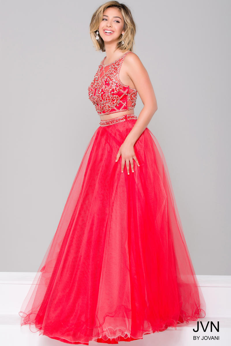 JVN36847 Beaded 2 Piece Prom Dress French Novelty