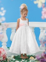 Size 6 White-Pink Sweet Beginnings L447 Two Tone Flower Girls Dress image