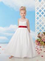 Size 3 White-Cherry Sweet Beginnings L514 Beautiful Flower Girls Dress image