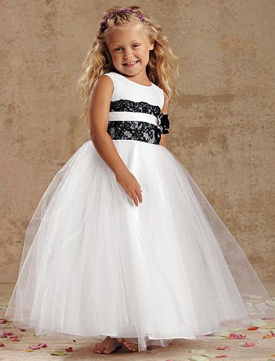 Sweet Beginnings Tulle Long Flower Girls Dress with Lace L964 ...