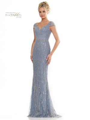Rina Di Montella RD2978 Cap Sleeve Beaded Tulle Gown