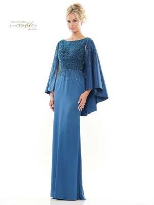 Rina Di Montella RD2989 Shimmering Gown with Attached Cape